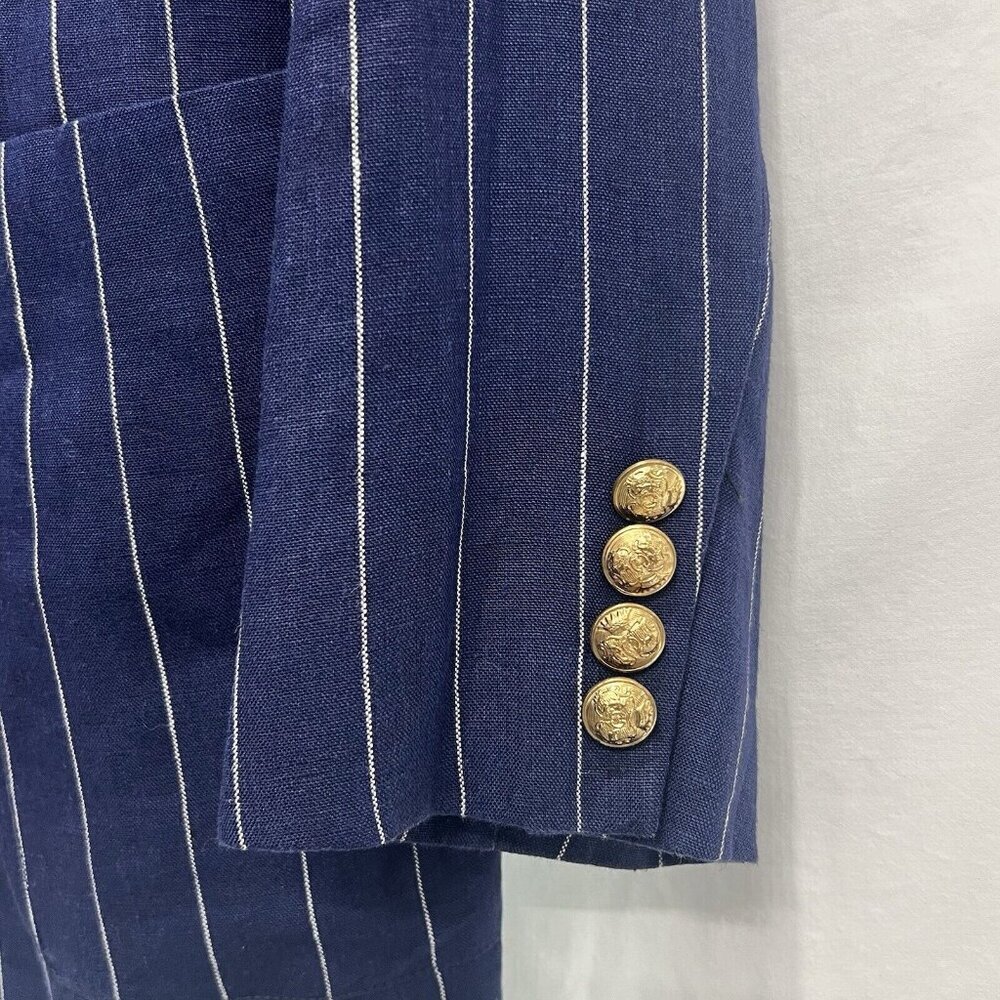 *SOLD*Ralph Lauren Blue Pinstriped Linen Women 2 Piece Suit USA Blue Label VTG - Picture 6 of 16